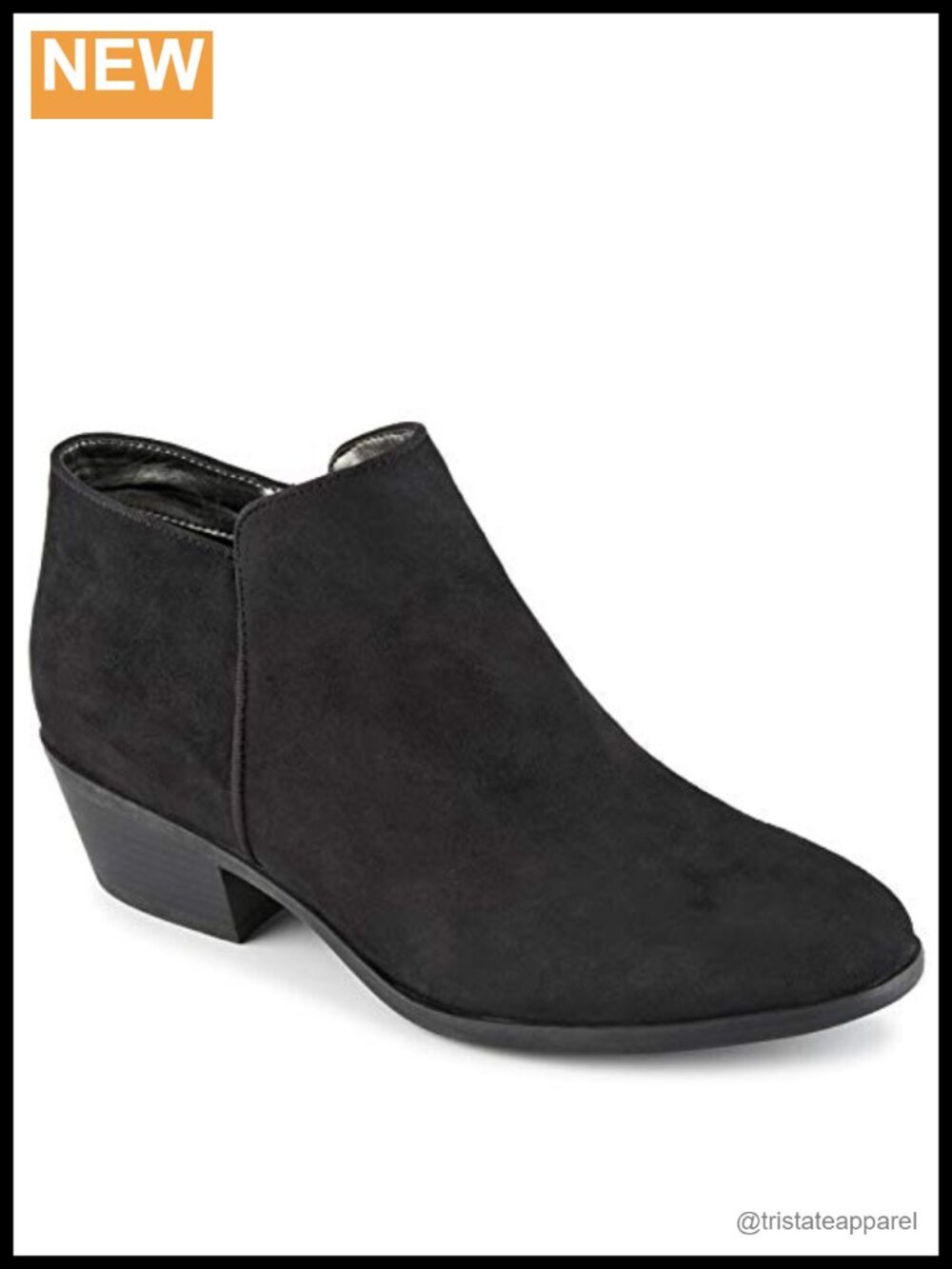 Women's Low Block Heel Slip-On Ankle Booties with Side Zippers
